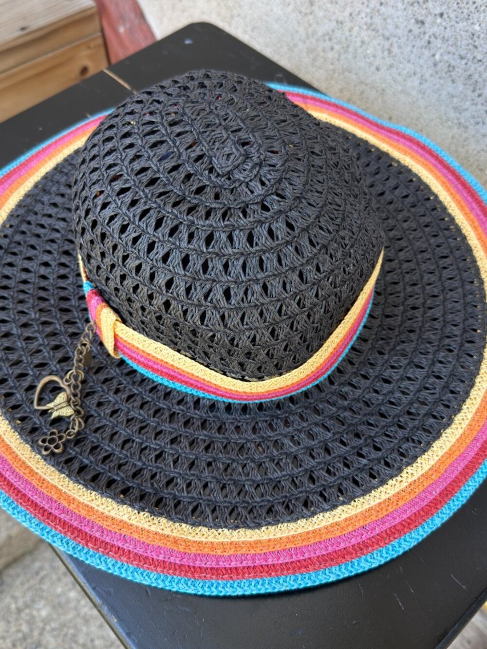 Piper & Blue - Black Sun Hat with Colorful Trim